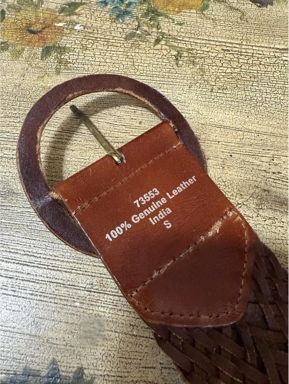 Vintage braided woven 100% genuine leather Chunky Brown Belt Sz.S 3.5” Wide